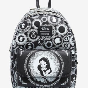 Loungefly Disney Alice In Wonderland Black & White Mini Backpack NWT sealed
